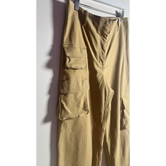 Wilfred Free Pants Sz 10 Khaki Aritzia Picture Cargo Wide Leg High Rise Stretchy - Picture 4 of 12